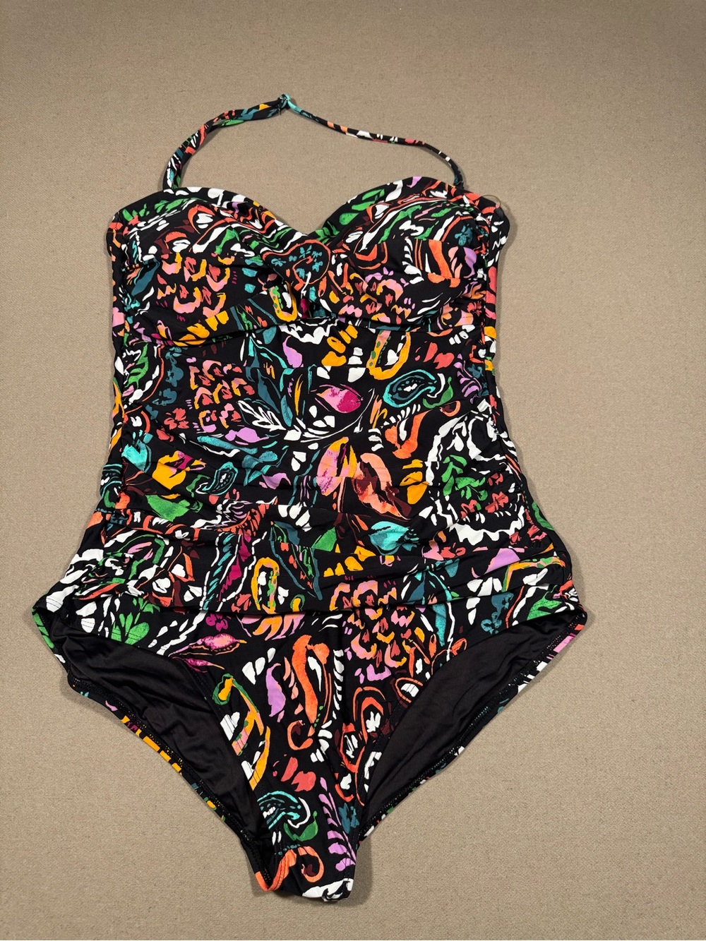 Vibrant Multicolor One-Piece Swimsuit strapless and cool extra large women’s